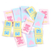 Ručne tkané štítky so zmiešaným kresleným vzorom mašlí, 50 ks, na oblečenie, topánky, tašky, visačky na odev, 42x25 mm, CP3272