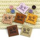 20 buc. Etichete drăguțe din piele labe de pisică Etichete lucrate manual pentru haine Geanta Pălării Urme de animale Etichete realizate manual Accesorii de cusut 25 mm