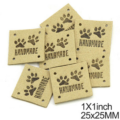 20 buc. Etichete drăguțe din piele labe de pisică Etichete lucrate manual pentru haine Geanta Pălării Urme de animale Etichete realizate manual Accesorii de cusut 25 mm