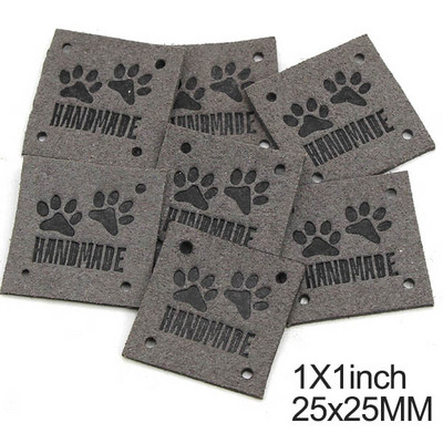 20 buc. Etichete drăguțe din piele labe de pisică Etichete lucrate manual pentru haine Geanta Pălării Urme de animale Etichete realizate manual Accesorii de cusut 25 mm