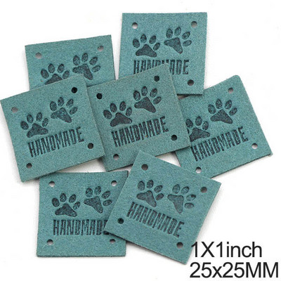 20 buc. Etichete drăguțe din piele labe de pisică Etichete lucrate manual pentru haine Geanta Pălării Urme de animale Etichete realizate manual Accesorii de cusut 25 mm