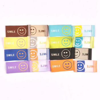 Смесен модел на усмивка 50 бр. Ръчно изработени тъкани етикети за дрехи, шалове, етикети, обувки, чанти, етикети за дрехи 25x50 mm CP3525