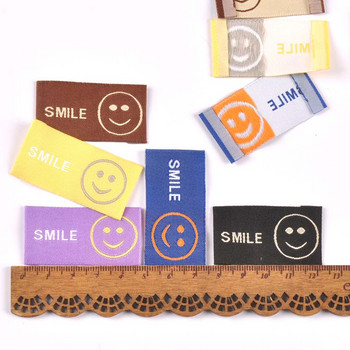 Μικτό Smile Pattern 50 τμχ Χειροποίητη υφαντή ετικέτα για ρούχα Ετικέτες κασκόλ Παπούτσια Τσάντες Ετικέτες ρούχων 25x50mm CP3525