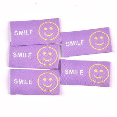 Mješoviti uzorak osmijeha 50 komada ručno izrađene tkane etikete za odjeću Etikete za šalove Cipele Torbe Oznake za odjeću 25x50 mm CP3525