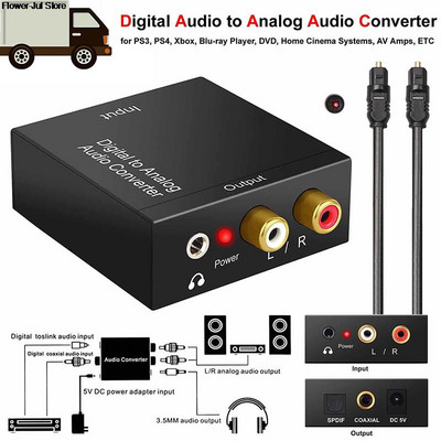 3,5 mm-es Jack koaxiális optikai szálas digitális-analóg audio Aux Rca L / R konverter Spdif digitális audio dekóder erősítő Protable