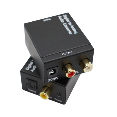 Цифрово-аналогов аудио конвертор Оптично влакно Коаксиален сигнал към аналогов ЦАП Spdif Стерео 2*RCA декодер