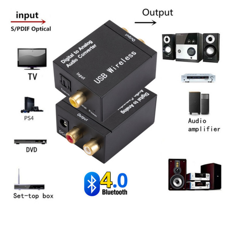 Digitalno-analogni audio konverter Podrška Bluetooth optičko vlakno Toslink koaksijalni signal na RCA R/L audio dekoder SPDIF DAC