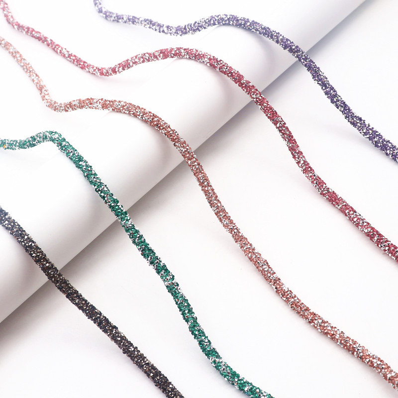1 méteres 7 mm-es csillogó flitterek strasszok Puha cső zsinór kötél zsinór barkácsoláshoz Ruházat Cipők Kalap Ékszer Karkötő Party Dekoráció