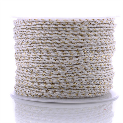 Zlatni konac od 10 jardi, šareni pamučni konop s četiri niti, ukrasni pleteni DIY konop za šivanje od konoplje, cvijet, pleteni konac 2 mm