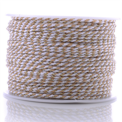 Zlatni konac od 10 jardi, šareni pamučni konop s četiri niti, ukrasni pleteni DIY konop za šivanje od konoplje, cvijet, pleteni konac 2 mm