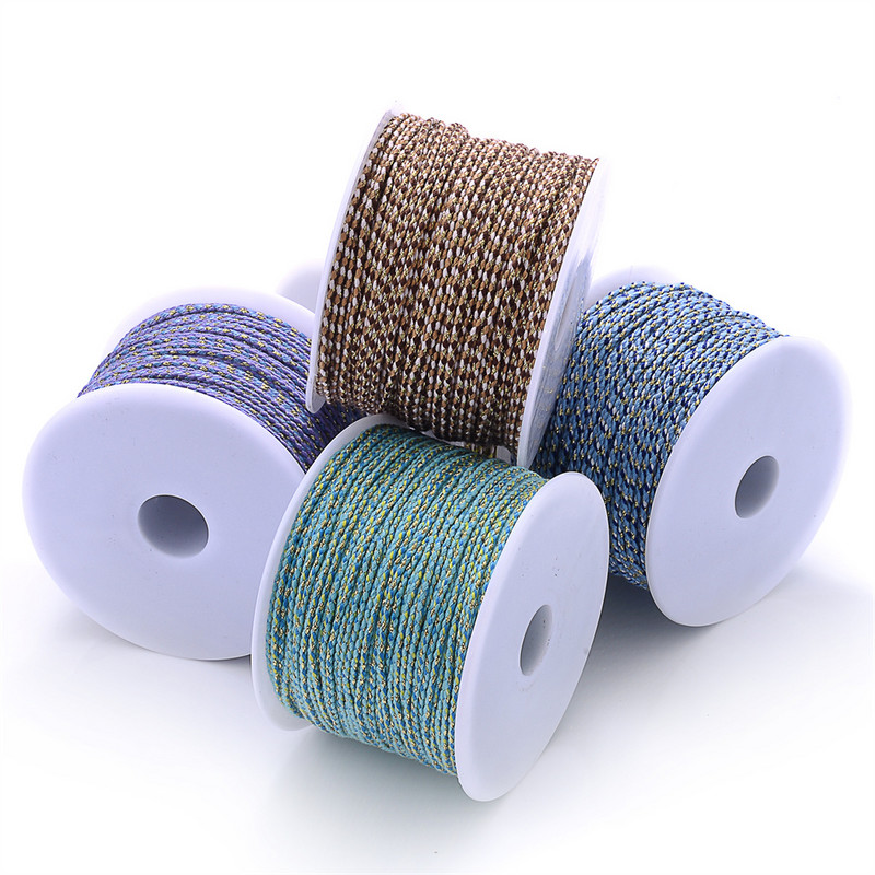 Zlatni konac od 10 jardi, šareni pamučni konop s četiri niti, ukrasni pleteni DIY konop za šivanje od konoplje, cvijet, pleteni konac 2 mm