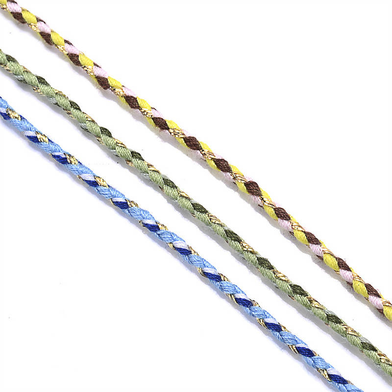 Zlatni konac od 10 jardi, šareni pamučni konop s četiri niti, ukrasni pleteni DIY konop za šivanje od konoplje, cvijet, pleteni konac 2 mm