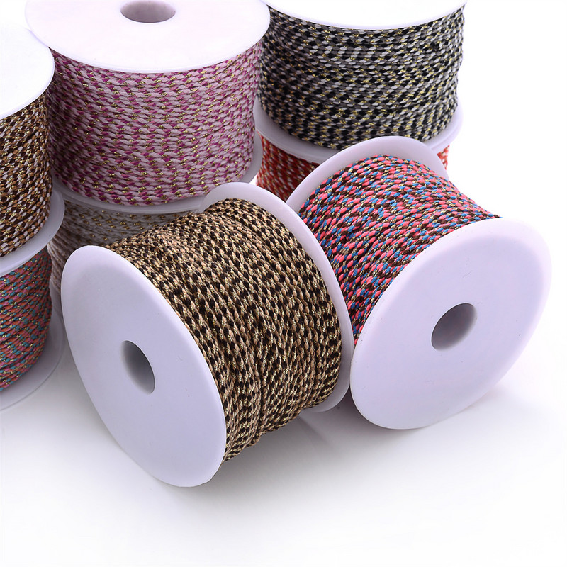 Zlatni konac od 10 jardi, šareni pamučni konop s četiri niti, ukrasni pleteni DIY konop za šivanje od konoplje, cvijet, pleteni konac 2 mm