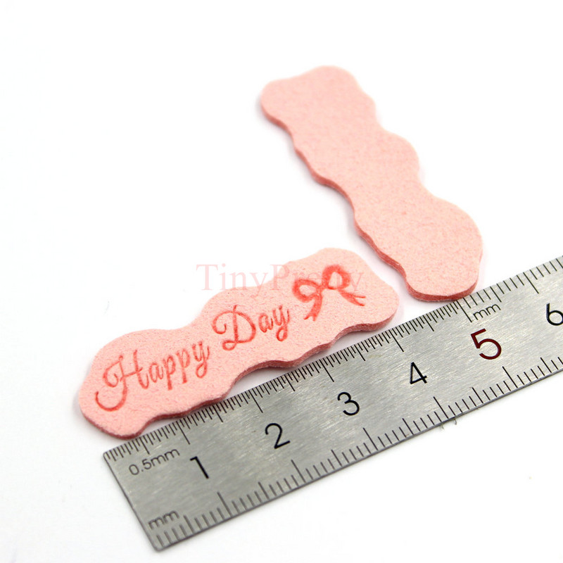 50gab Candy Color Reljefs "Happy Day" Bow šūšanas etiķete Apģērba etiķetes Aksesuārs mazuļa ziemas cimdiņiem, cepurēm, tamborētiem dūraiņiem
