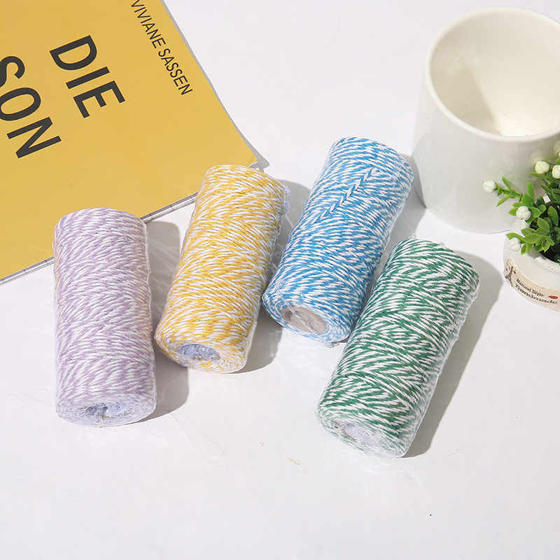 100M/rola pamučne uzice Konop za pečenje Šarene pamučne zanatske uzice Kućna ambalaža za tekstilne darove Božićni DIY dekoracija vjenčanja