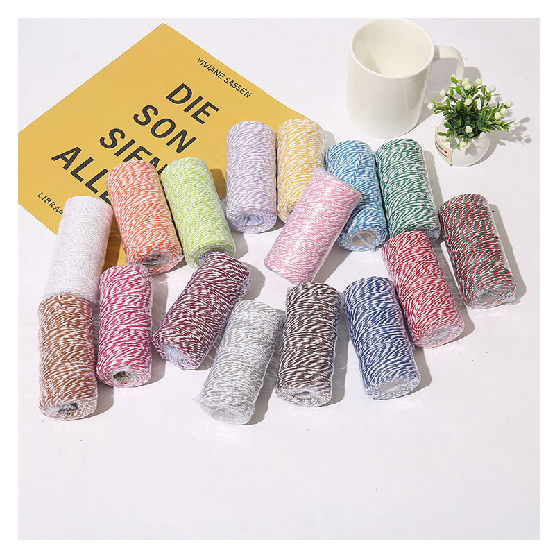 100M/rola pamučne uzice Konop za pečenje Šarene pamučne zanatske uzice Kućna ambalaža za tekstilne darove Božićni DIY dekoracija vjenčanja