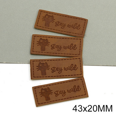 50 kom. Smeđe modne ručno izrađene etikete Oznake Mačka Ručno izrađene etikete Kožne oznake za odjeću Šeširi Šivanje rukotvorina Dodaci za odjeću