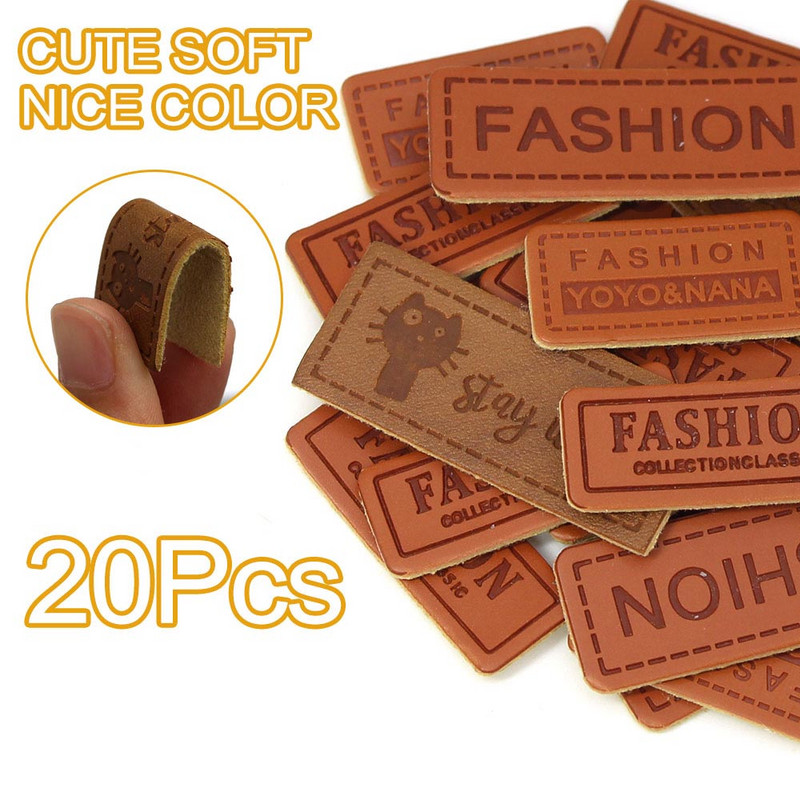 50 kom. Smeđe modne ručno izrađene etikete Oznake Mačka Ručno izrađene etikete Kožne oznake za odjeću Šeširi Šivanje rukotvorina Dodaci za odjeću