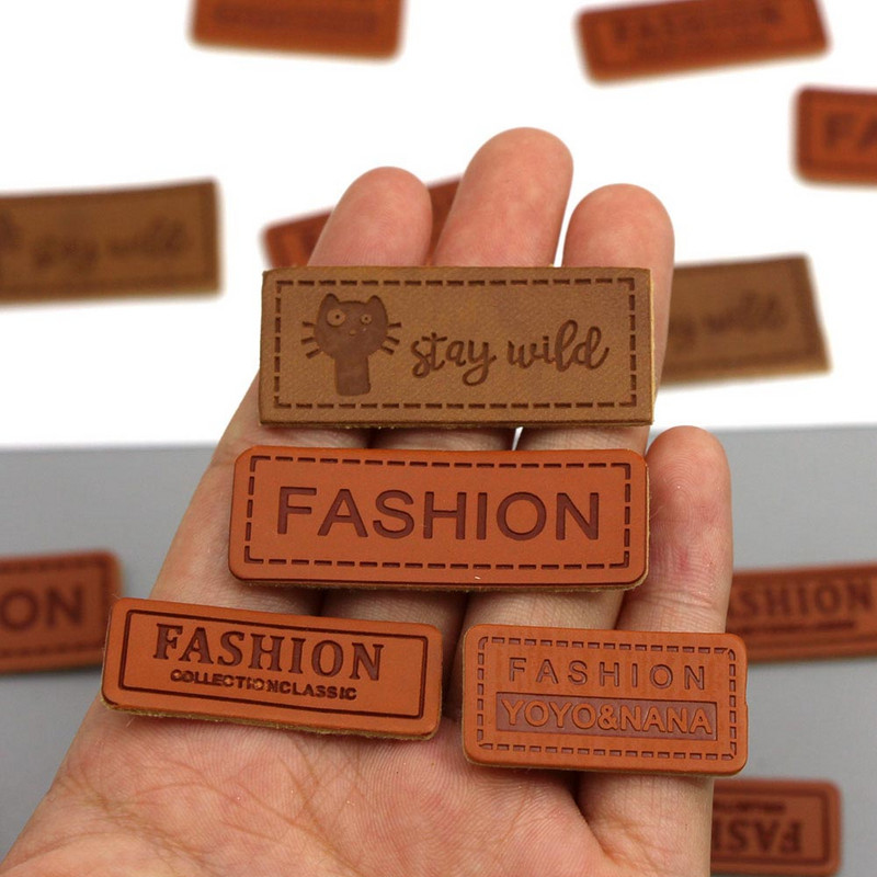 50 kom. Smeđe modne ručno izrađene etikete Oznake Mačka Ručno izrađene etikete Kožne oznake za odjeću Šeširi Šivanje rukotvorina Dodaci za odjeću