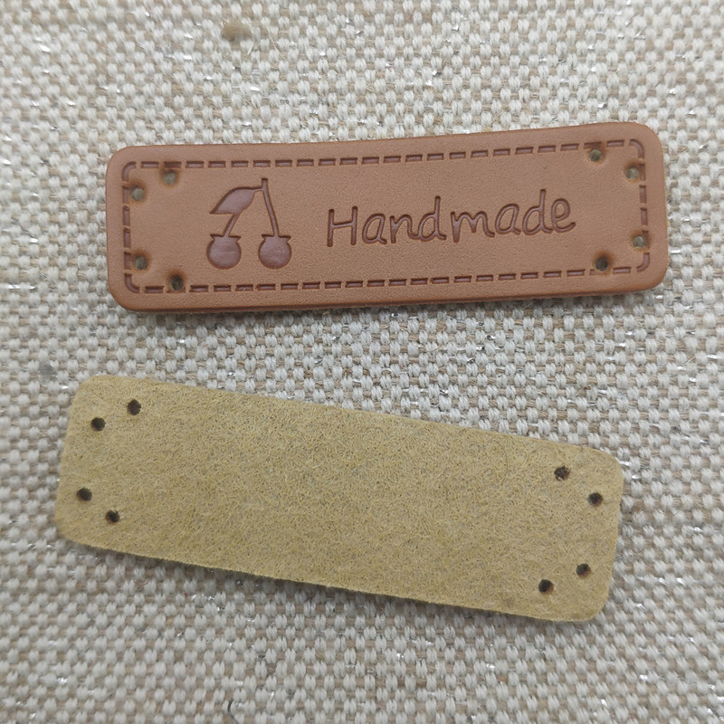 Logo trešnje Ručno izrađene etikete za ruksak Prirodni stil Šivanje odjeće Ručno izrađene oznake za dar Ručno izrađena etiketa odjeće od pu kože