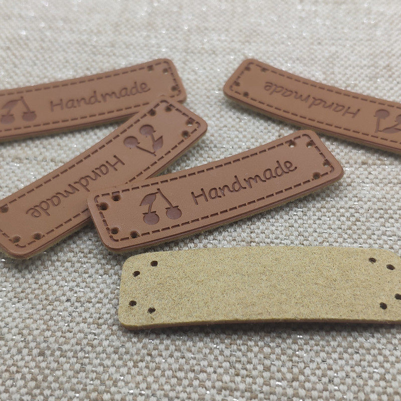 Logo trešnje Ručno izrađene etikete za ruksak Prirodni stil Šivanje odjeće Ručno izrađene oznake za dar Ručno izrađena etiketa odjeće od pu kože