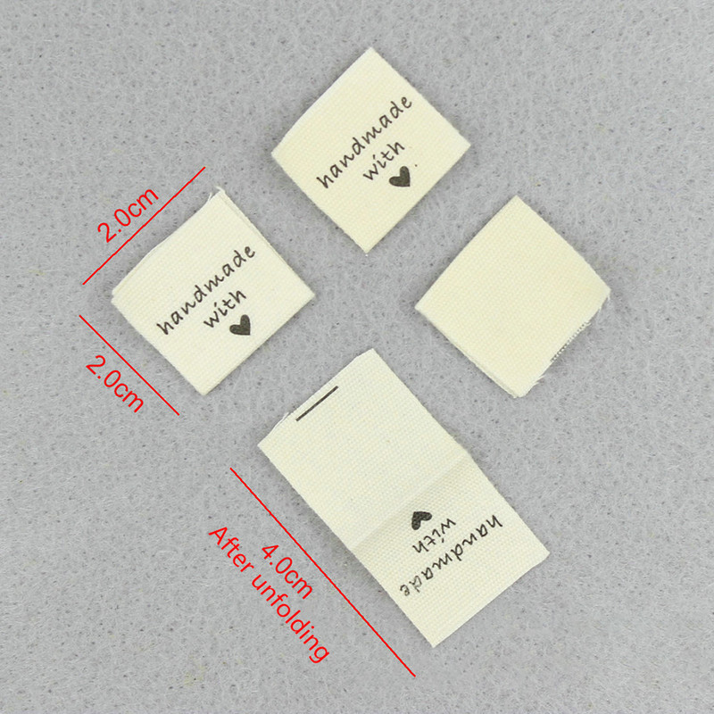 50PCS Ručno izrađene s ljubavlju naljepnice za odjeću Diy Ručno izrađene oznake za odjeću za šivanje Odjevni dodaci za traperice, torbe, naljepnice za cipele