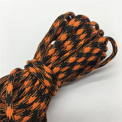 10yds Paracord 550 ejtőernyőzsinór kötél Mil Spec Type III 7 szálú hegymászó kemping túlélő felszerelés #Black+Orange