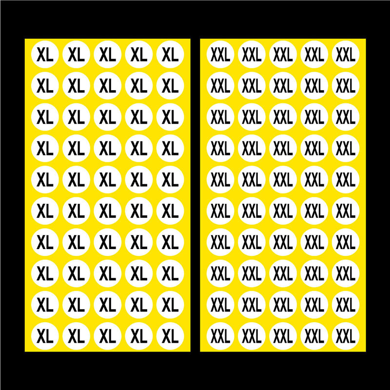 2Sheet/Lot S/M/L/XL/XXL/XXXL/XS Öntapadó ruha Nadrág Méretek Matricák Címkék Barkácsolás dekorációs kellékek
