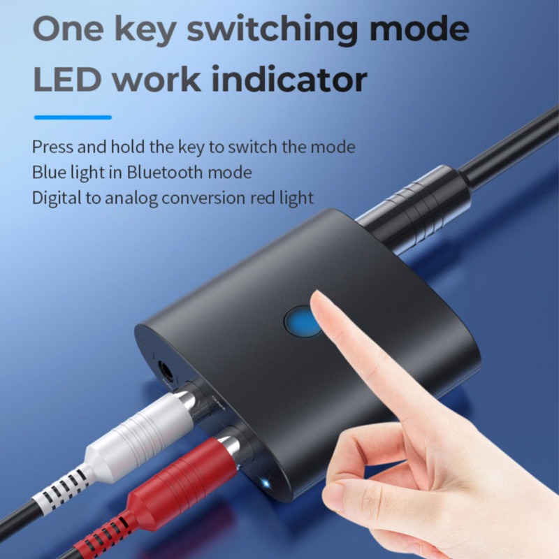 Digitālais analogais audio pārveidotājs DAC Bluetooth 5.0 uztvērējs 2 vienā optiskā 3,5 mm ligzda AUX RCA stereo skaļruņu televizora bezvadu adapteris