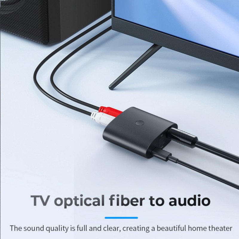 Digitālais analogais audio pārveidotājs DAC Bluetooth 5.0 uztvērējs 2 vienā optiskā 3,5 mm ligzda AUX RCA stereo skaļruņu televizora bezvadu adapteris