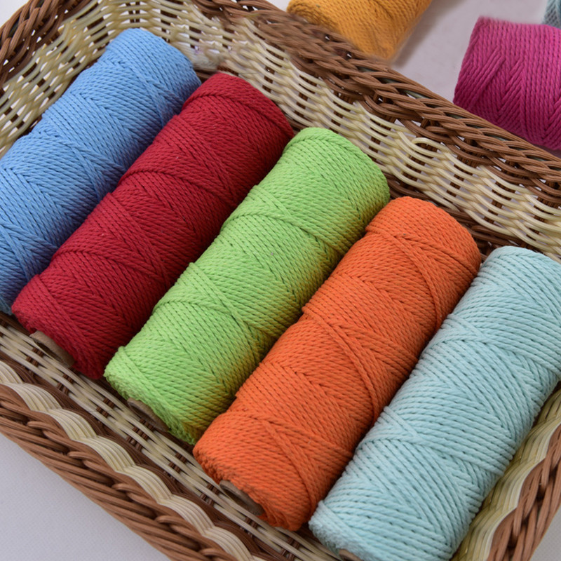 Macrame Soft 2mm 100Meters Strand Cotton Macaroon Cord Rope Loptics DIY Handcraft Benang Pređa Bohemia Decoration Fiber Art Supply