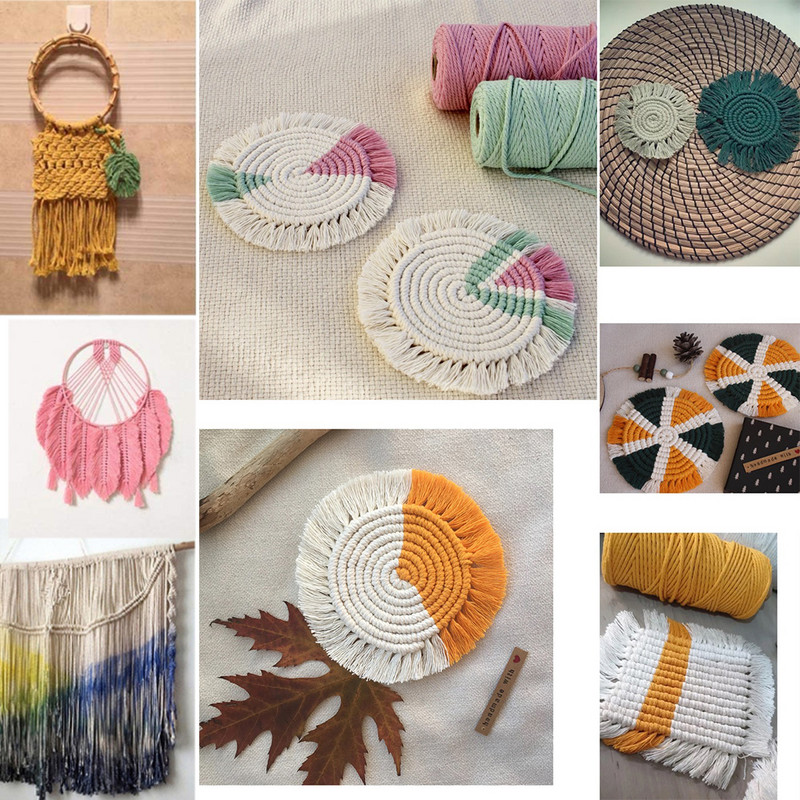 Macrame Soft 2mm 100Meters Strand Cotton Macaroon Cord Rope Loptics DIY Handcraft Benang Pređa Bohemia Decoration Fiber Art Supply