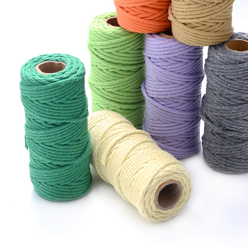 Macrame Soft 2mm 100Meters Strand Cotton Macaroon Cord Rope Loptics DIY Handcraft Benang Pređa Bohemia Decoration Fiber Art Supply