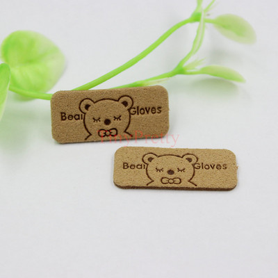 50db Puha műbőr medve címkék dombornyomott medve kesztyű címke címkék baba sapkákhoz Kesztyűk zoknik díszítés