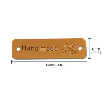 36 бр Opalus Diy Кожени ръчно изработени етикети за дрехи с лого на цветя Ръчна работа Подаръчна чанта Етикет за багаж Кожен етикет за кожа Шевни етикети