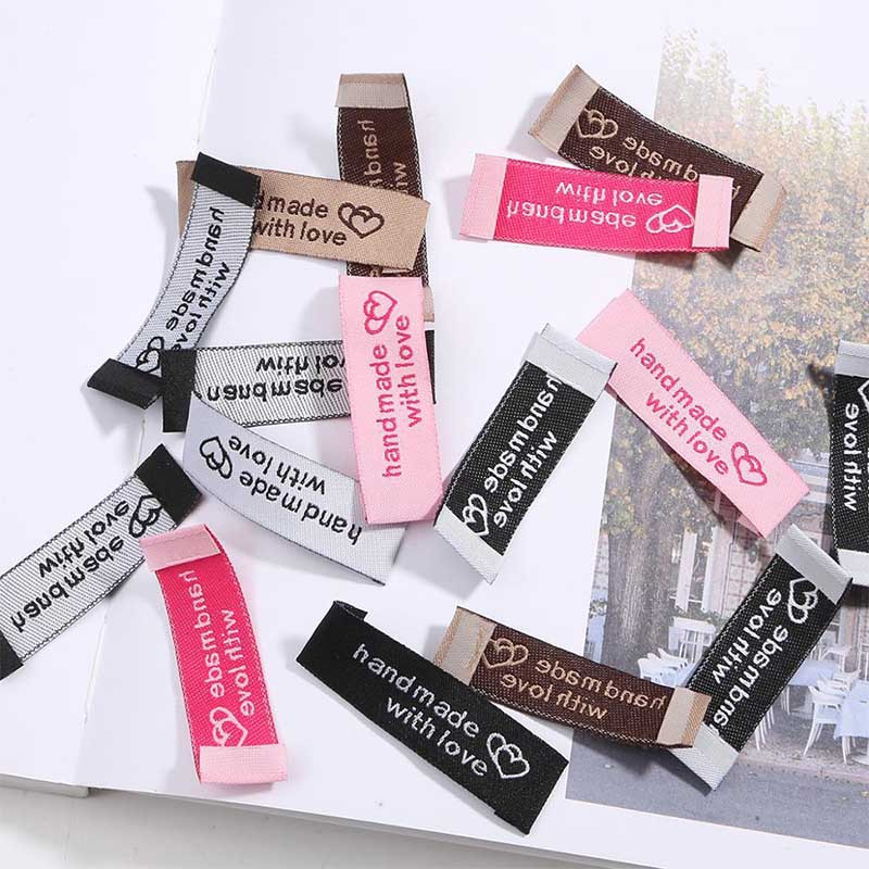 50 kom/lot Naljepnica za šivanje odjeće po narudžbi Glavna naljepnica na odjeći Damask pletena izvezena privatna oznaka s logotipom