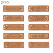 50kom Ručno izrađene naljepnice Oznake za odjeću Ručno izrađene naljepnice od PU kože DIY Kape Torbe Šivanje Oznake Odjeća Obuća Dodaci