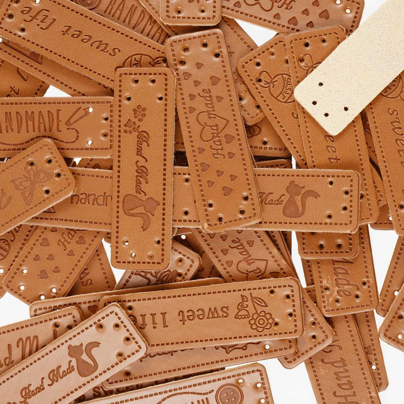 50kom Ručno izrađene naljepnice Oznake za odjeću Ručno izrađene naljepnice od PU kože DIY Kape Torbe Šivanje Oznake Odjeća Obuća Dodaci