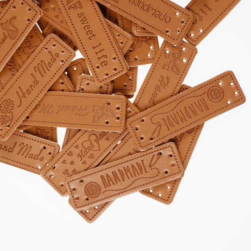 50kom Ručno izrađene naljepnice Oznake za odjeću Ručno izrađene naljepnice od PU kože DIY Kape Torbe Šivanje Oznake Odjeća Obuća Dodaci