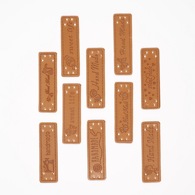 50kom Ručno izrađene naljepnice Oznake za odjeću Ručno izrađene naljepnice od PU kože DIY Kape Torbe Šivanje Oznake Odjeća Obuća Dodaci