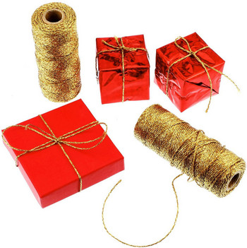 1 мм 100 метра метален шнур Прежда за плетене Опаковка Полиестерни ленти Злато Сребро Въже за макраме Връв канап Конци за опаковане на подаръци Направи си сам