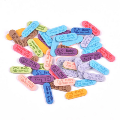50 buc. Etichete din piele cu relief urs multicolor Etichete de artizanat pentru haine Accesorii de cusut Articole de îmbrăcăminte Etichete lucrate manual