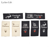 Lychee Life 50vnt. Rankų darbo austos raidžių etiketės Drabužiai Batai Krepšiai Rankų darbo medvilnės etiketės Pasidaryk pats drabužių etiketės Siuvimo medžiagos
