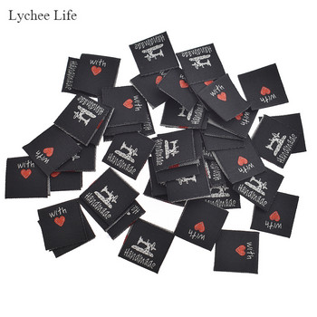 Lychee Life 50 τμχ Χειροποίητα υφαντά γράμματα Ετικέτες Παπούτσια ένδυσης Τσάντες Χειροποίητες βαμβακερές ετικέτες Diy Ετικέτες ενδυμάτων Υλικά ραπτικής