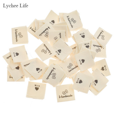 Lychee Life 50vnt. Rankų darbo austos raidžių etiketės Drabužiai Batai Krepšiai Rankų darbo medvilnės etiketės Pasidaryk pats drabužių etiketės Siuvimo medžiagos