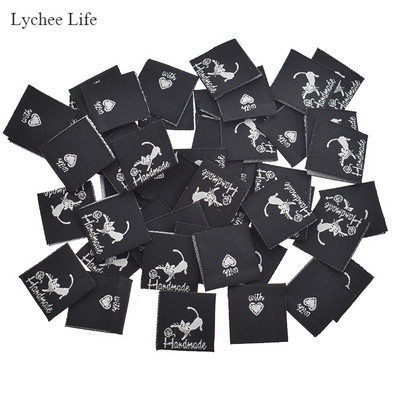 Lychee Life 50vnt. Rankų darbo austos raidžių etiketės Drabužiai Batai Krepšiai Rankų darbo medvilnės etiketės Pasidaryk pats drabužių etiketės Siuvimo medžiagos