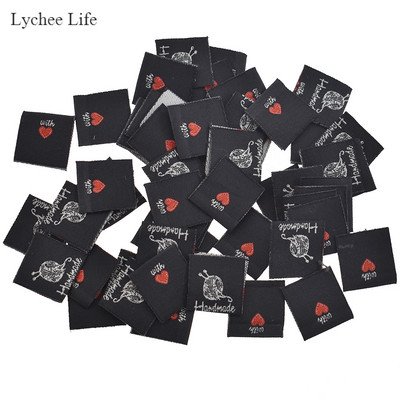 Lychee Life 50vnt. Rankų darbo austos raidžių etiketės Drabužiai Batai Krepšiai Rankų darbo medvilnės etiketės Pasidaryk pats drabužių etiketės Siuvimo medžiagos