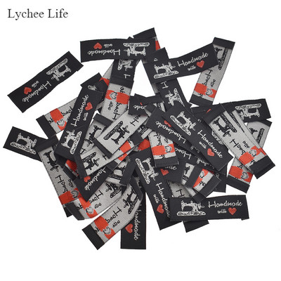 Lychee Life 50vnt. Rankų darbo austos raidžių etiketės Drabužiai Batai Krepšiai Rankų darbo medvilnės etiketės Pasidaryk pats drabužių etiketės Siuvimo medžiagos