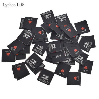 Lychee Life 50vnt. Rankų darbo austos raidžių etiketės Drabužiai Batai Krepšiai Rankų darbo medvilnės etiketės Pasidaryk pats drabužių etiketės Siuvimo medžiagos