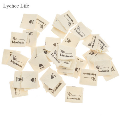 Lychee Life 50vnt. Rankų darbo austos raidžių etiketės Drabužiai Batai Krepšiai Rankų darbo medvilnės etiketės Pasidaryk pats drabužių etiketės Siuvimo medžiagos